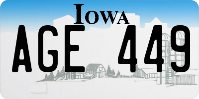 IA license plate AGE449