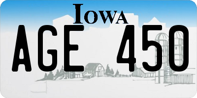 IA license plate AGE450