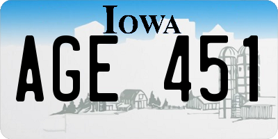 IA license plate AGE451