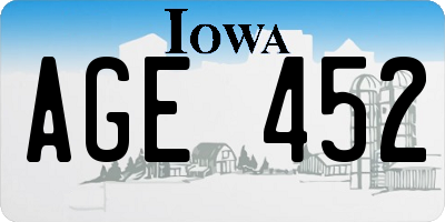 IA license plate AGE452