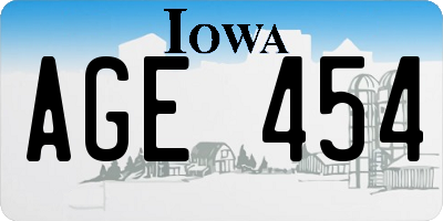 IA license plate AGE454
