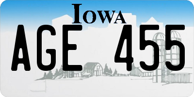 IA license plate AGE455