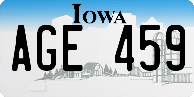 IA license plate AGE459