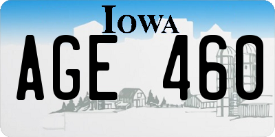 IA license plate AGE460