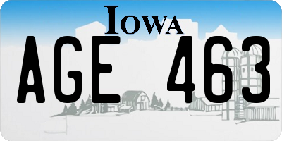 IA license plate AGE463