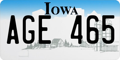 IA license plate AGE465
