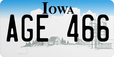 IA license plate AGE466
