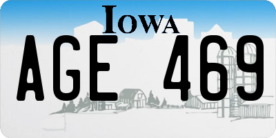 IA license plate AGE469