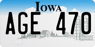 IA license plate AGE470