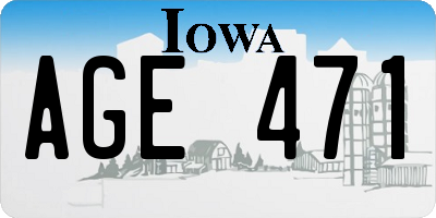 IA license plate AGE471