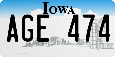 IA license plate AGE474