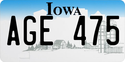 IA license plate AGE475