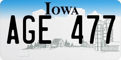 IA license plate AGE477
