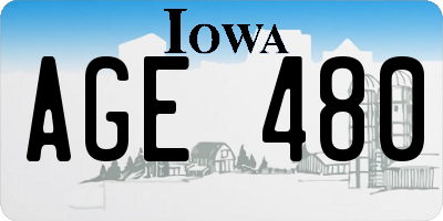IA license plate AGE480