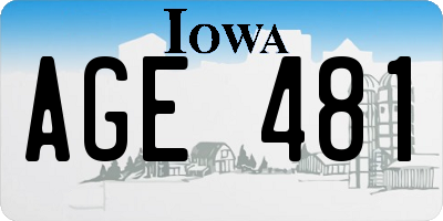 IA license plate AGE481