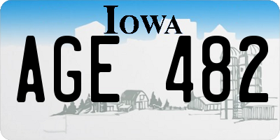 IA license plate AGE482