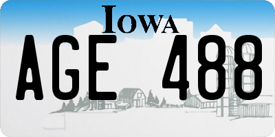 IA license plate AGE488