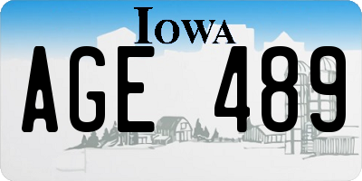 IA license plate AGE489
