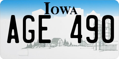IA license plate AGE490