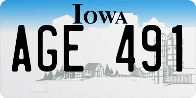IA license plate AGE491