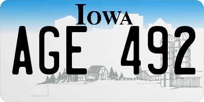 IA license plate AGE492