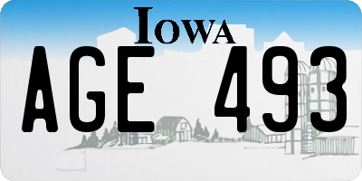 IA license plate AGE493