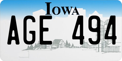 IA license plate AGE494