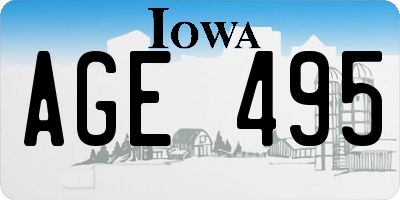 IA license plate AGE495