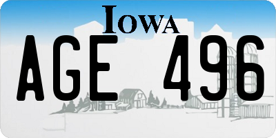 IA license plate AGE496