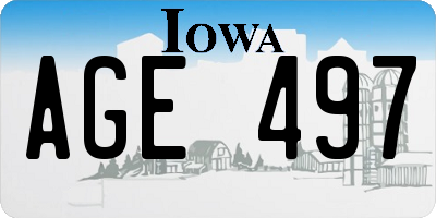 IA license plate AGE497