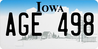 IA license plate AGE498