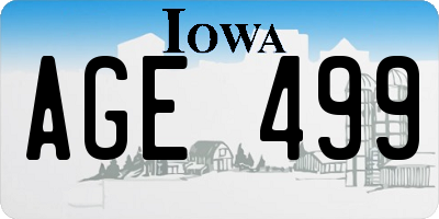 IA license plate AGE499