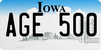 IA license plate AGE500