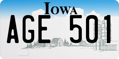 IA license plate AGE501