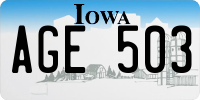 IA license plate AGE503