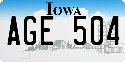 IA license plate AGE504