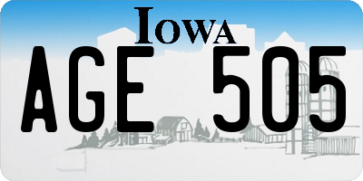 IA license plate AGE505