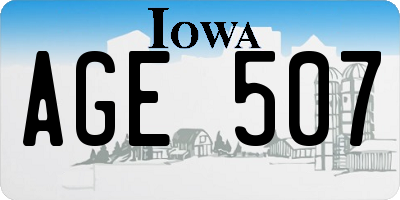 IA license plate AGE507