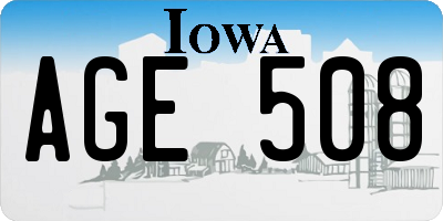 IA license plate AGE508