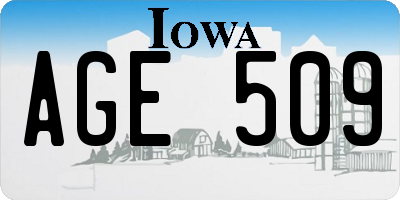 IA license plate AGE509