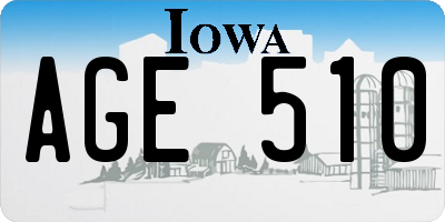IA license plate AGE510