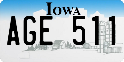 IA license plate AGE511