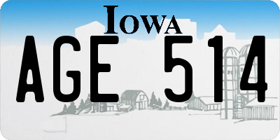 IA license plate AGE514