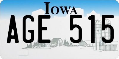 IA license plate AGE515