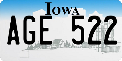 IA license plate AGE522