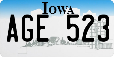 IA license plate AGE523