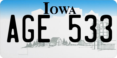 IA license plate AGE533