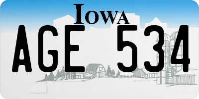 IA license plate AGE534