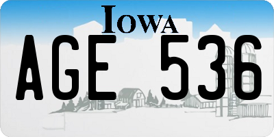 IA license plate AGE536