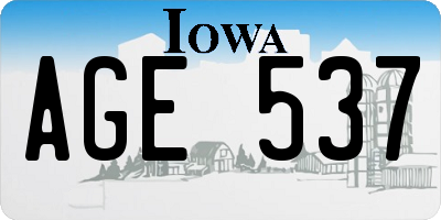 IA license plate AGE537